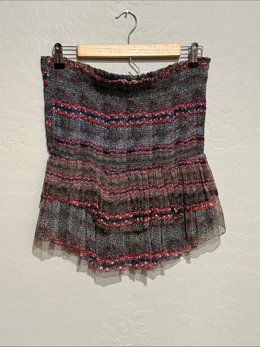 Isabel Marant Etouile Vintage Multicolor Strapless Silk Blouse, Large